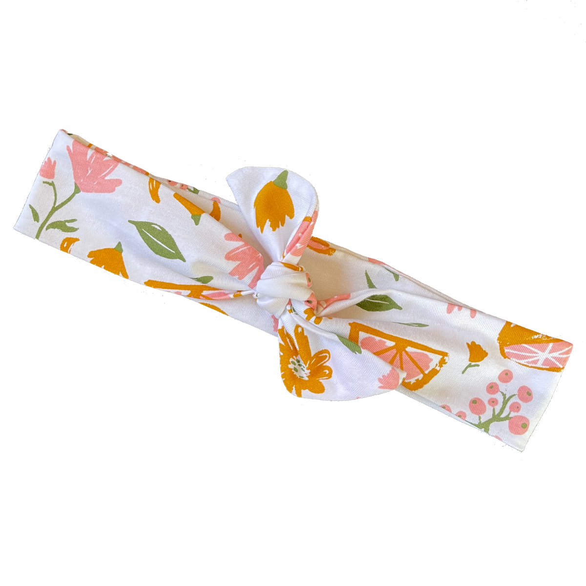 White &amp; Pink Floral &amp; Fruit Tie Headband