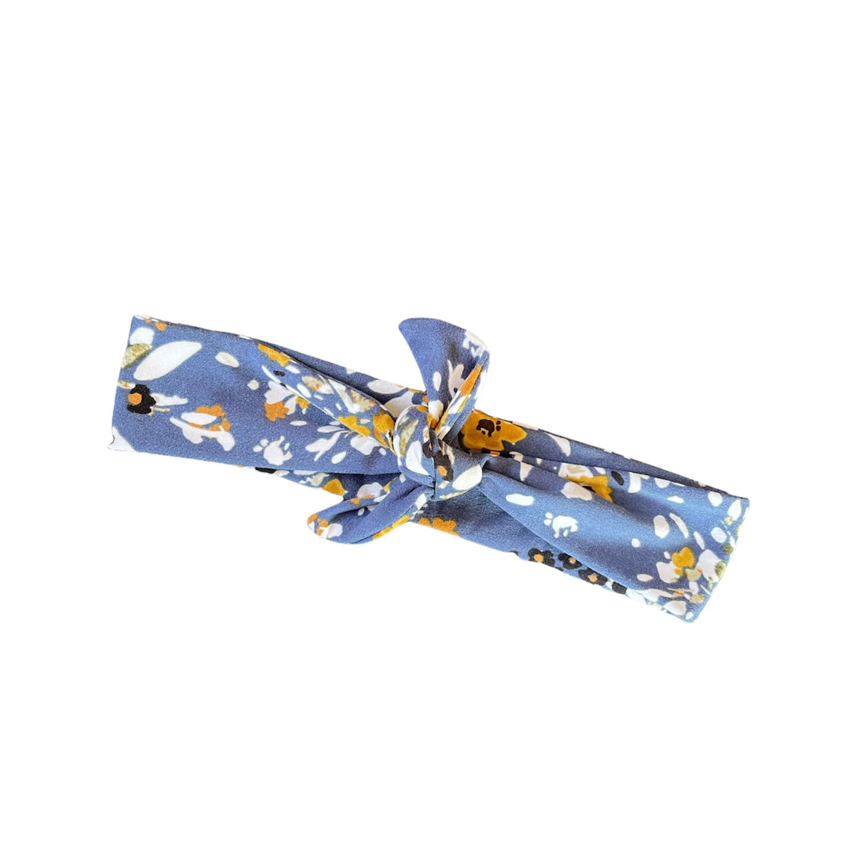 Blue Floral Tie Headband